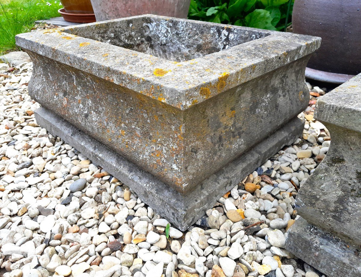 Pair Of 19th Century Stone Planters-photo-3