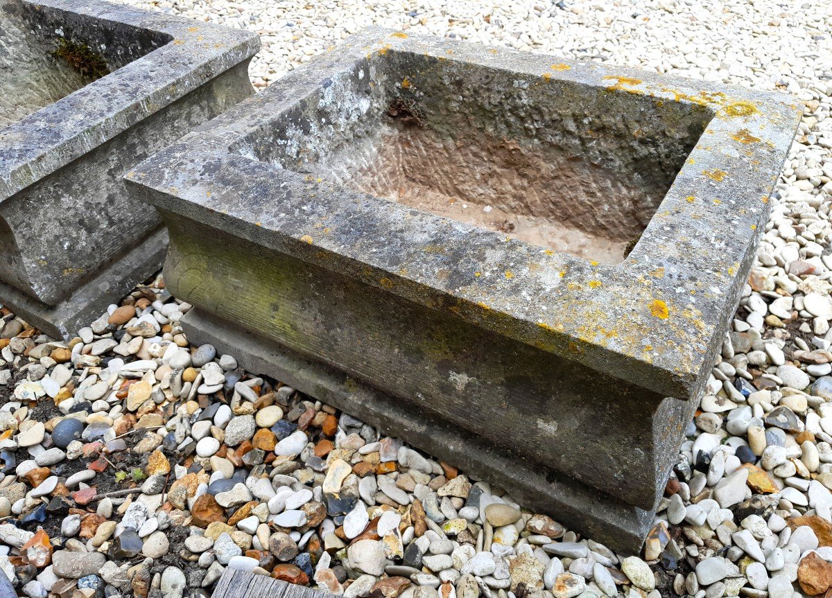 Pair Of 19th Century Stone Planters-photo-4