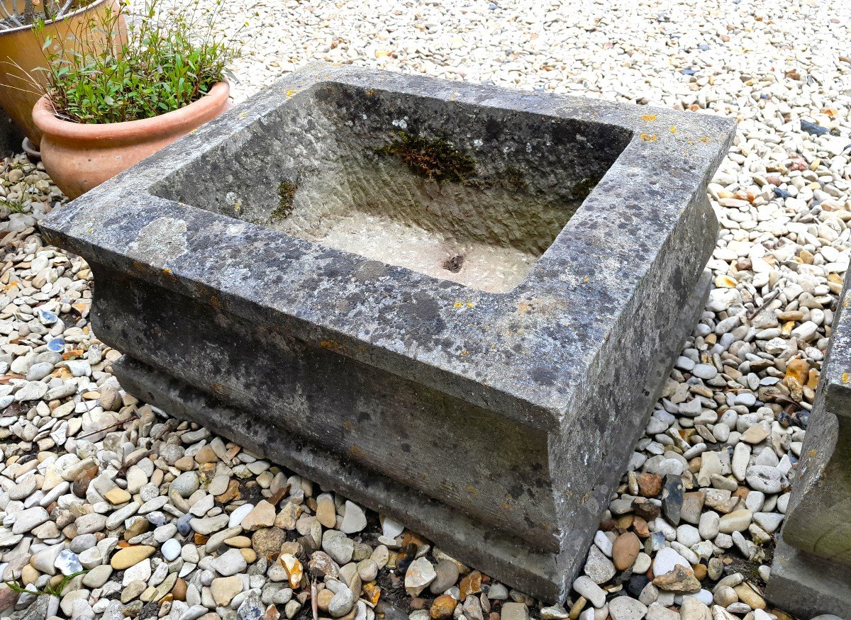 Pair Of 19th Century Stone Planters-photo-1