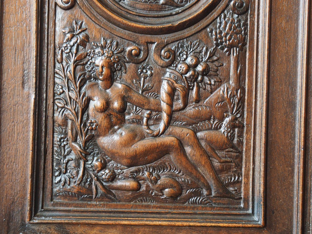 Small Renaissance Period Cabinet With 10 Allegories-photo-3