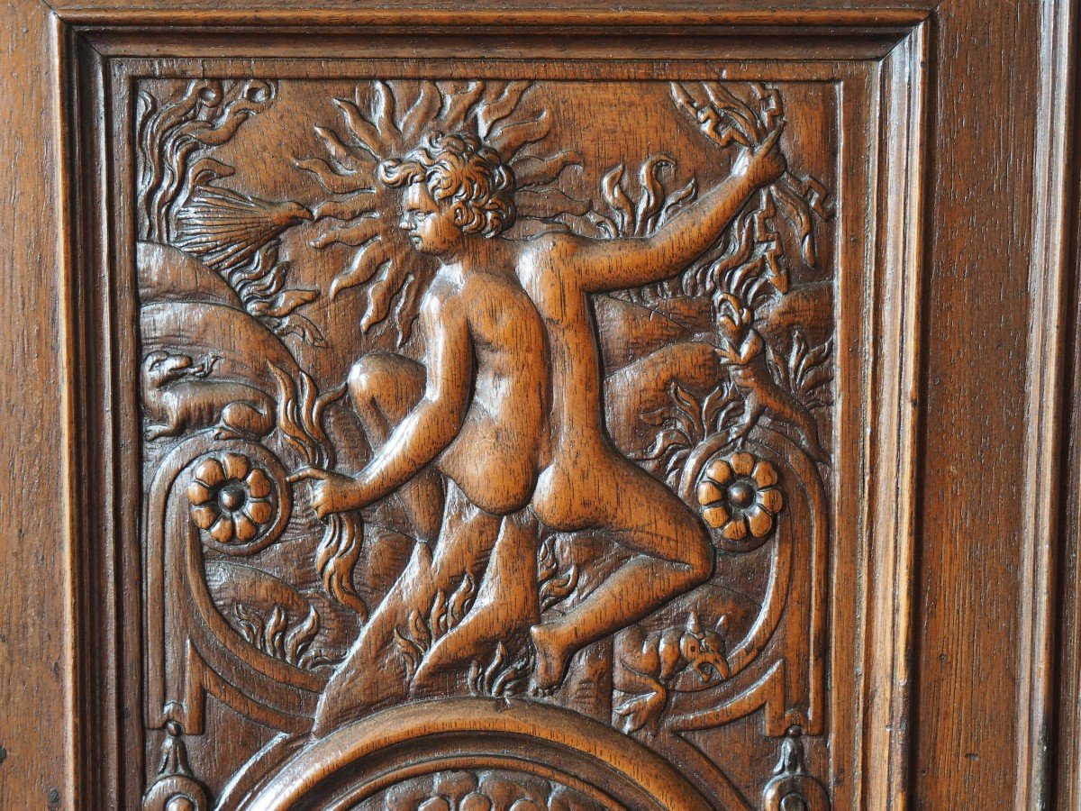 Small Renaissance Period Cabinet With 10 Allegories-photo-5