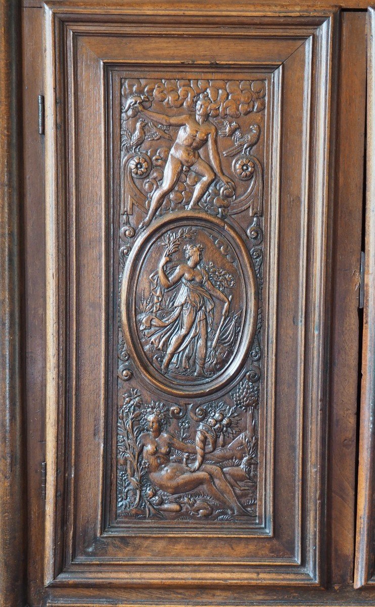 Small Renaissance Period Cabinet With 10 Allegories-photo-8