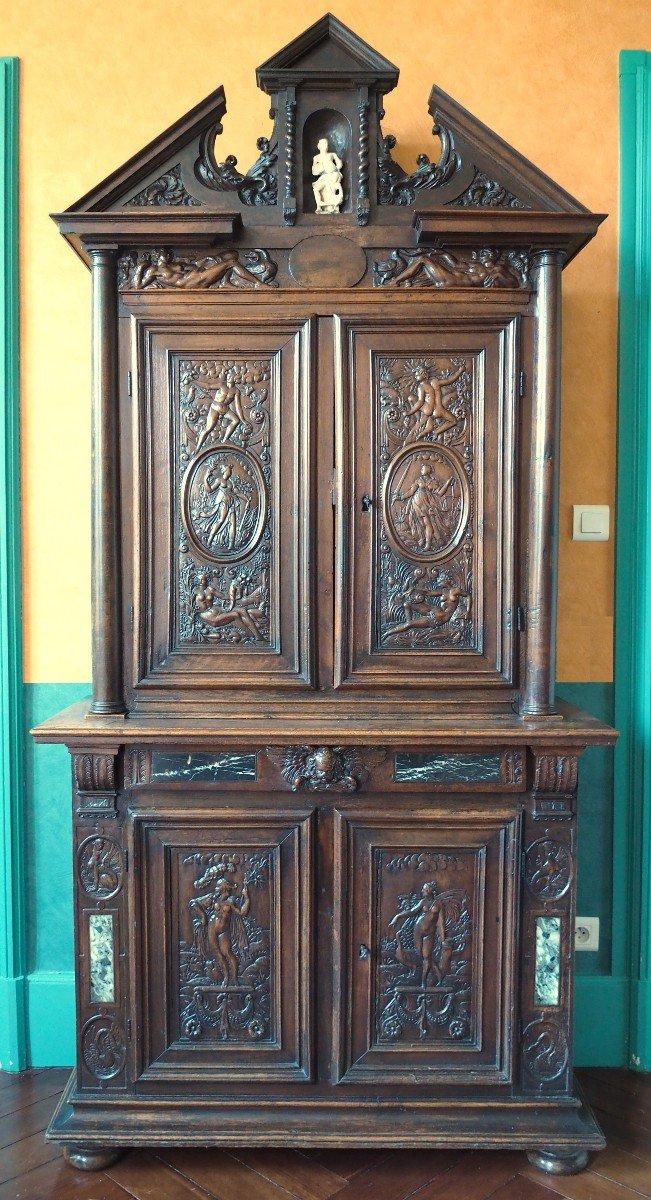 Small Renaissance Period Cabinet With 10 Allegories