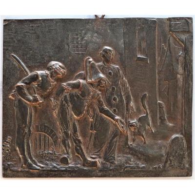 Bas Relief Bronze Commedia Dell Arte