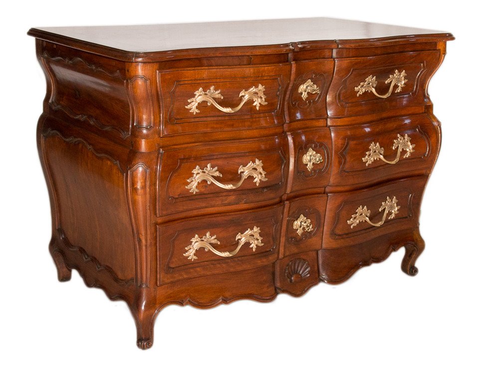 Bordelaise Chest Of Drawers In Walnut Louis XV Period-photo-2