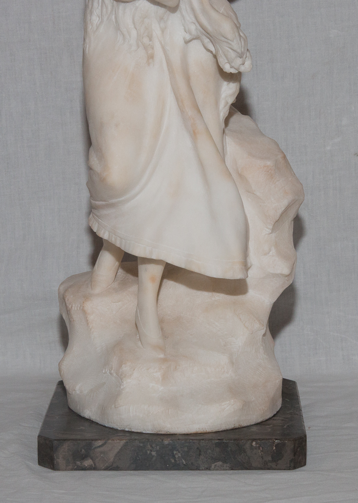 Alabaster Sculpture "the Frileuse" Signed A. Del Perugia (xix-xx)-photo-2