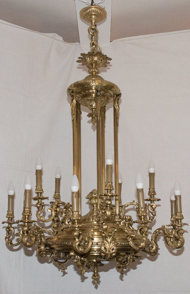 Large Gilt Bronze Chandelier Napoleon III