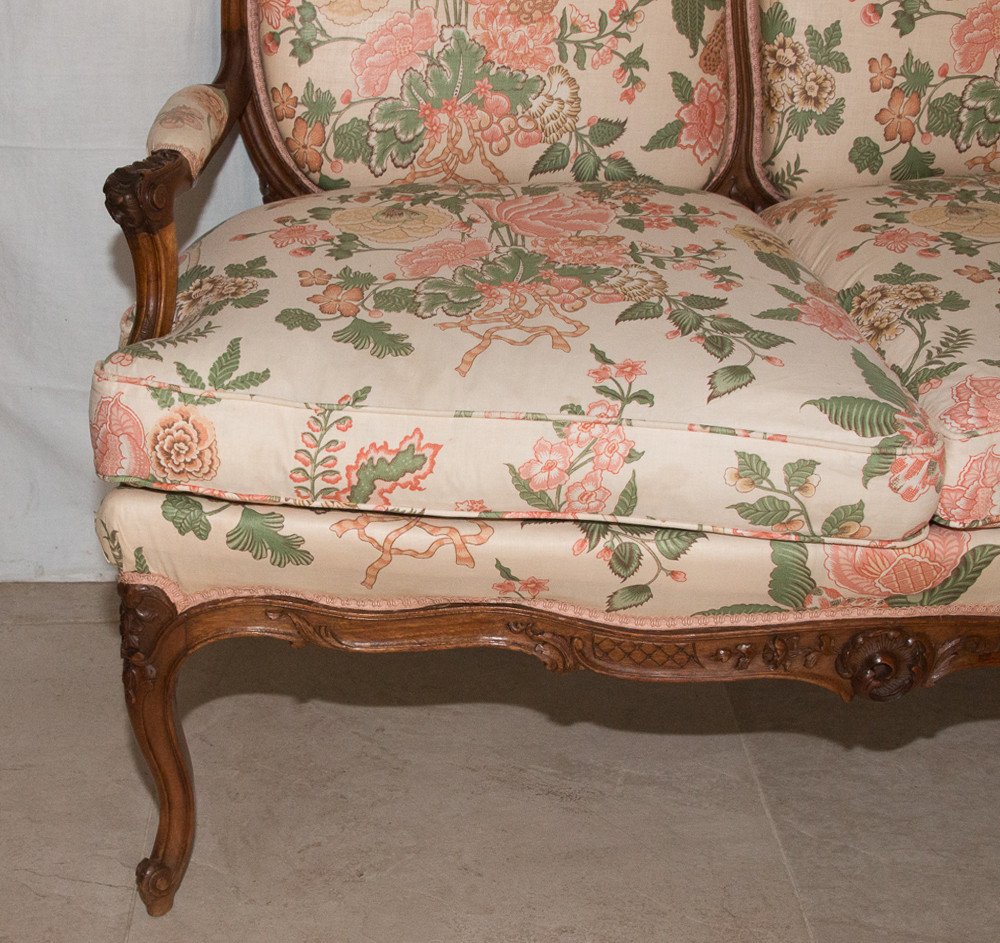 Louis XV Style Bench Late Nineteenth Century-photo-3