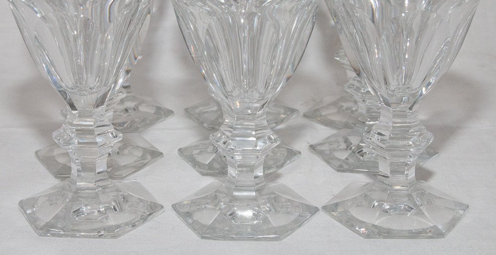 Series Of 9 Baccarat White Wine Glasses Harcourt Model-photo-2