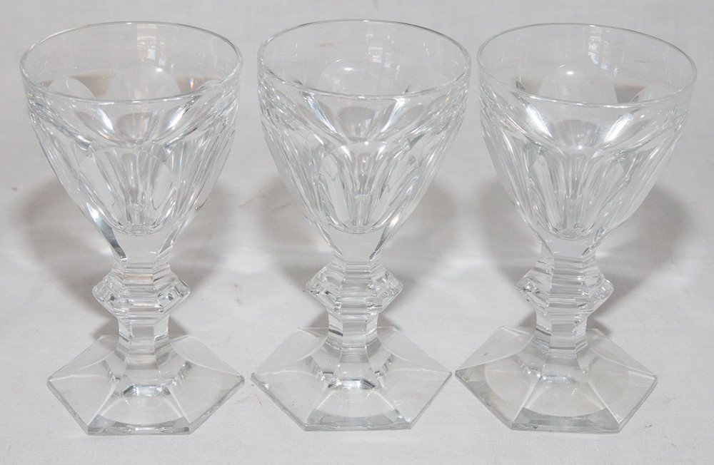Series Of 9 Baccarat White Wine Glasses Harcourt Model-photo-7