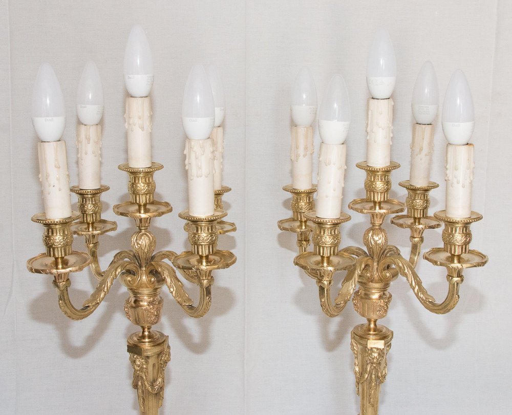 Pair Of Candlesticks In Gilt Bronze Napoleon III Period-photo-4