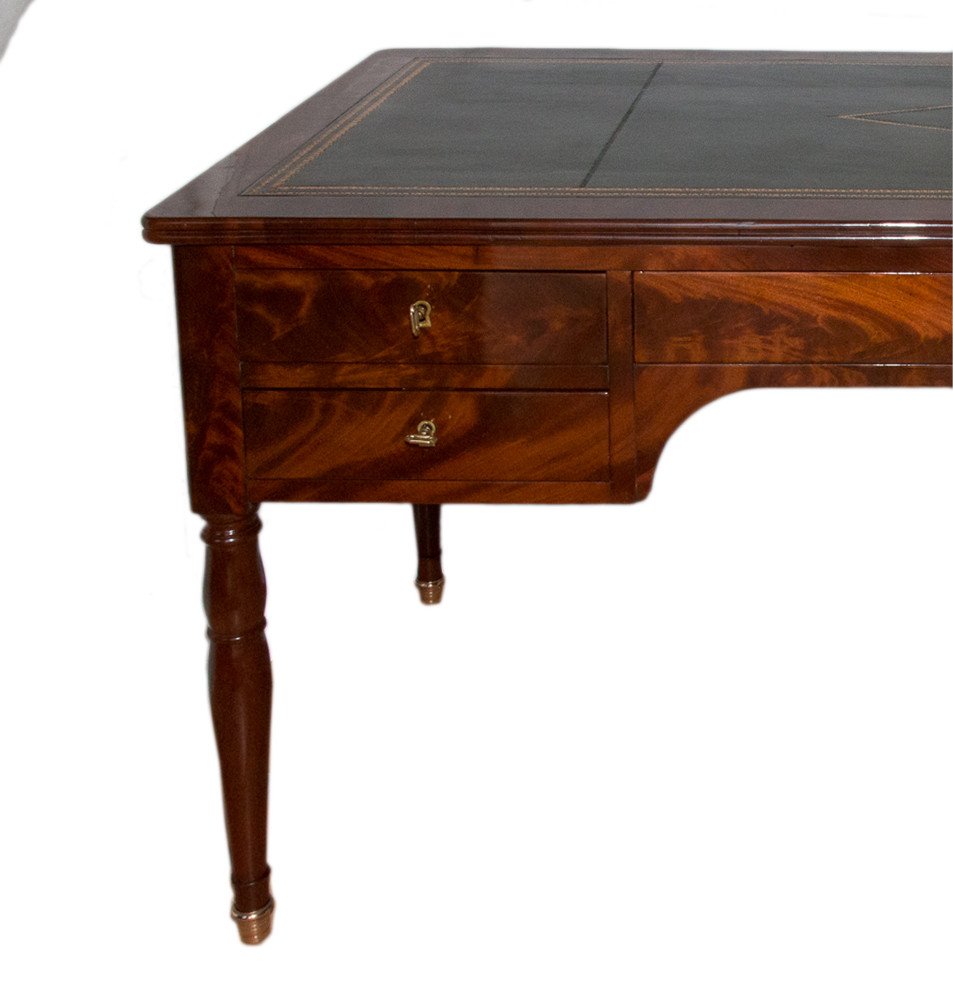 Large Flat Mahogany Desk Restoration Period-photo-4