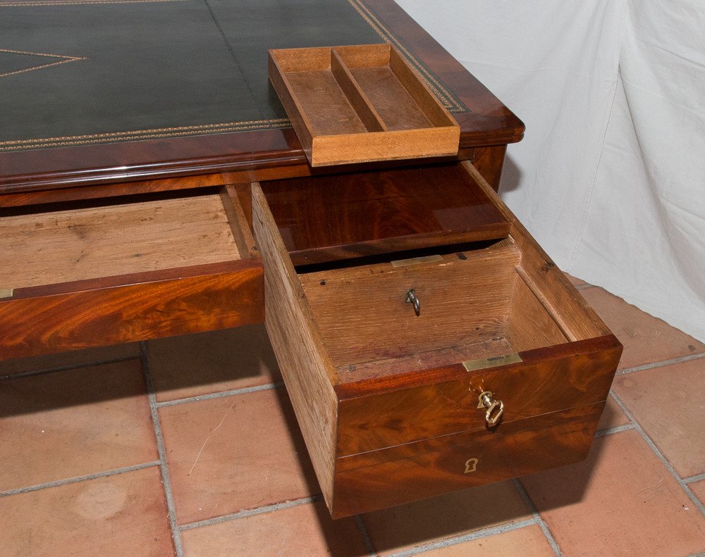 Large Flat Mahogany Desk Restoration Period-photo-6