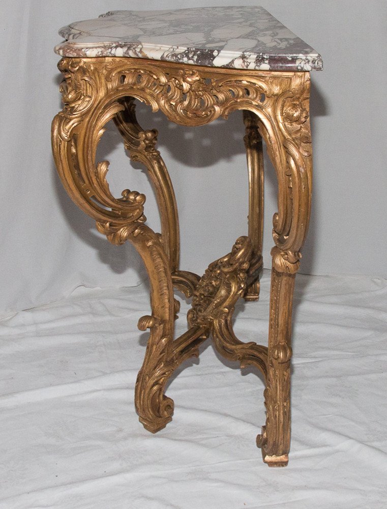 Console En Bois Doré Style Louis XV Maxime Clair Fin 19ème Siècle-photo-2