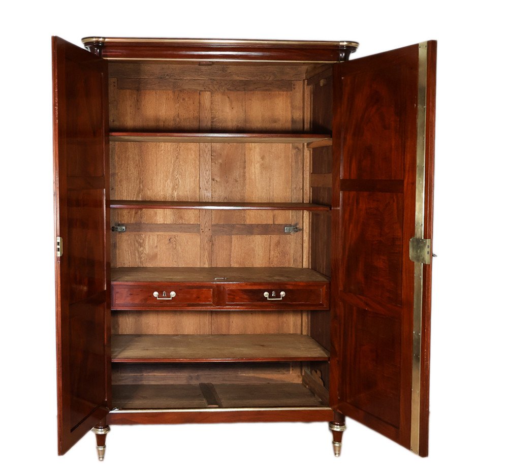 Louis XVI Period Solid Mahogany Wardrobe-photo-2