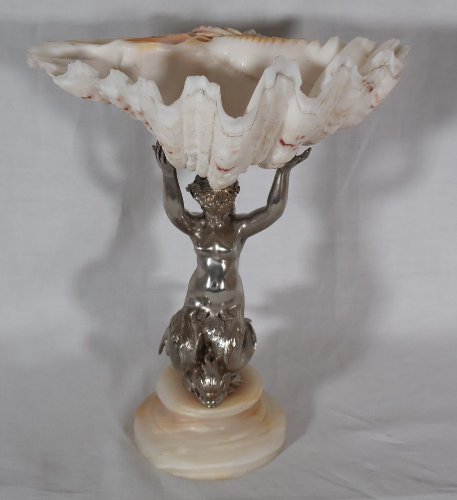 Nereid Stoup With Tridacna Shell 19th Century-photo-5