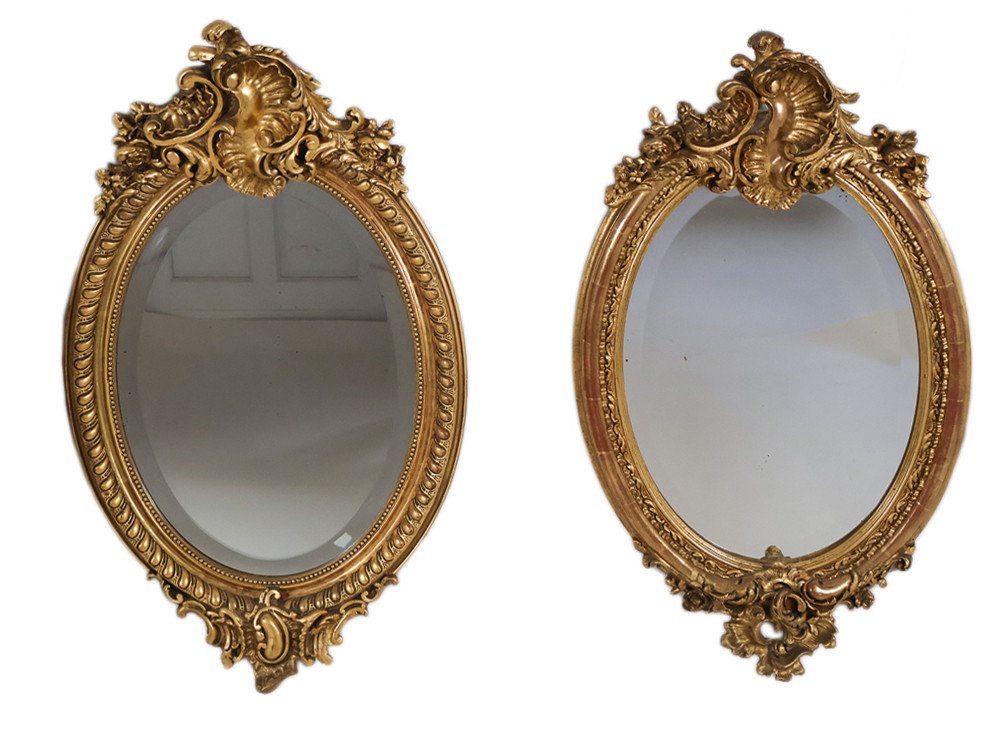 Miroir Ovale Doré époque Napoléon III-photo-2