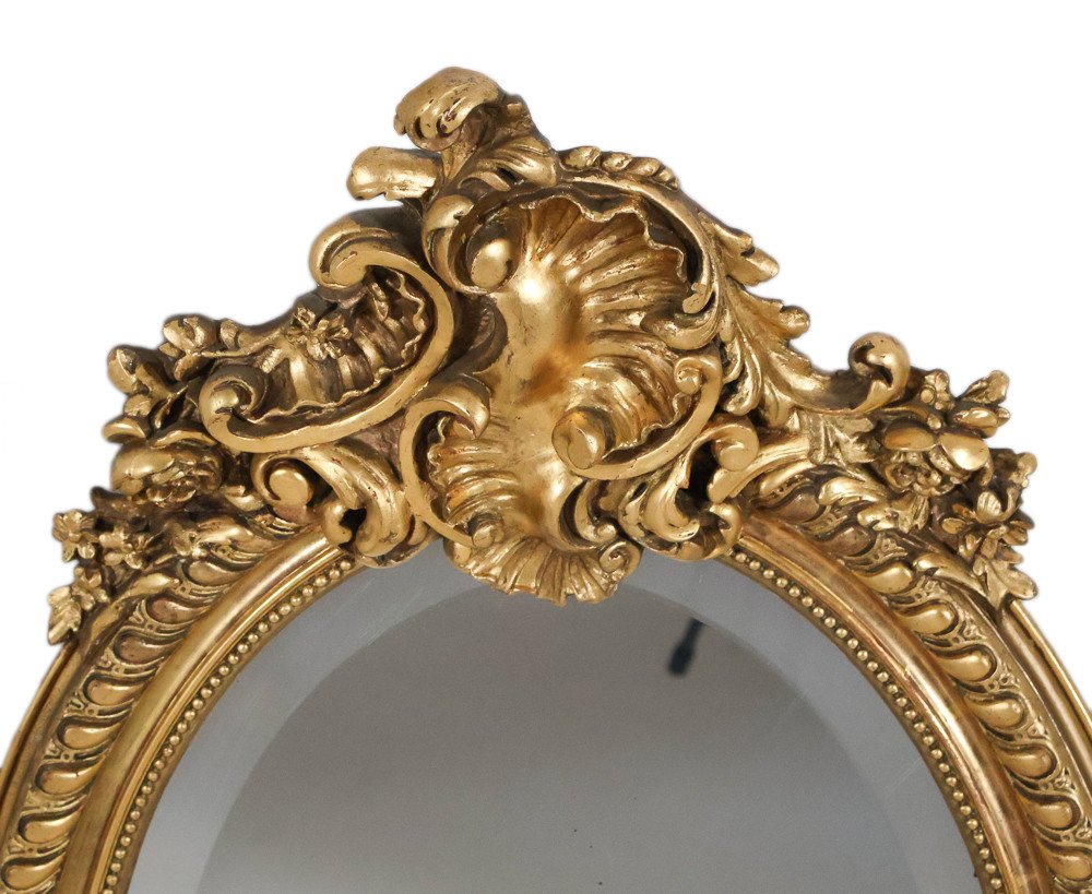 Miroir Ovale Doré époque Napoléon III-photo-2