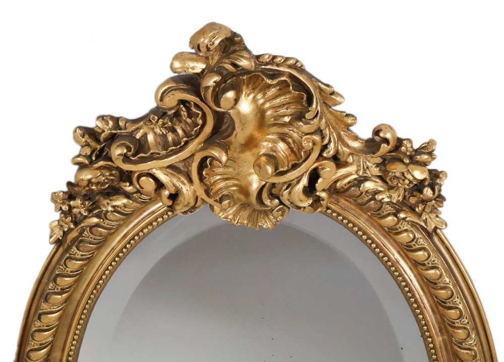 Miroir Ovale Doré époque Napoléon III-photo-3