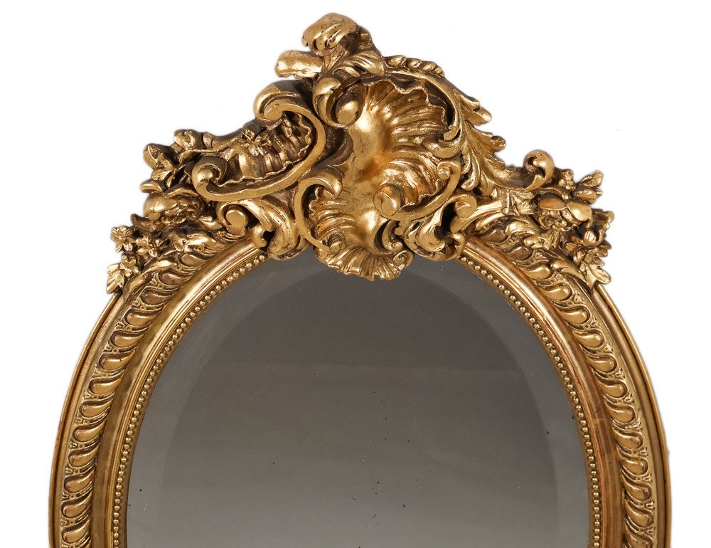 Miroir Ovale Doré époque Napoléon III-photo-5