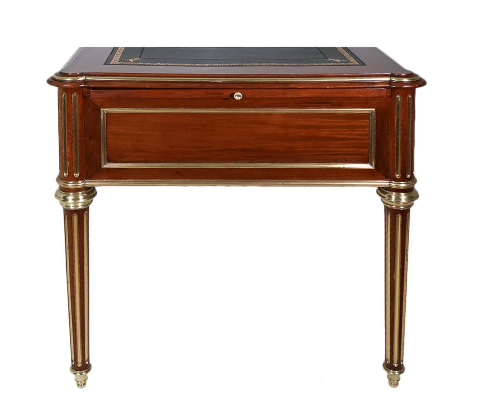 Louis XVI Style Flat Desk With Zippers Late 19th Century-photo-4