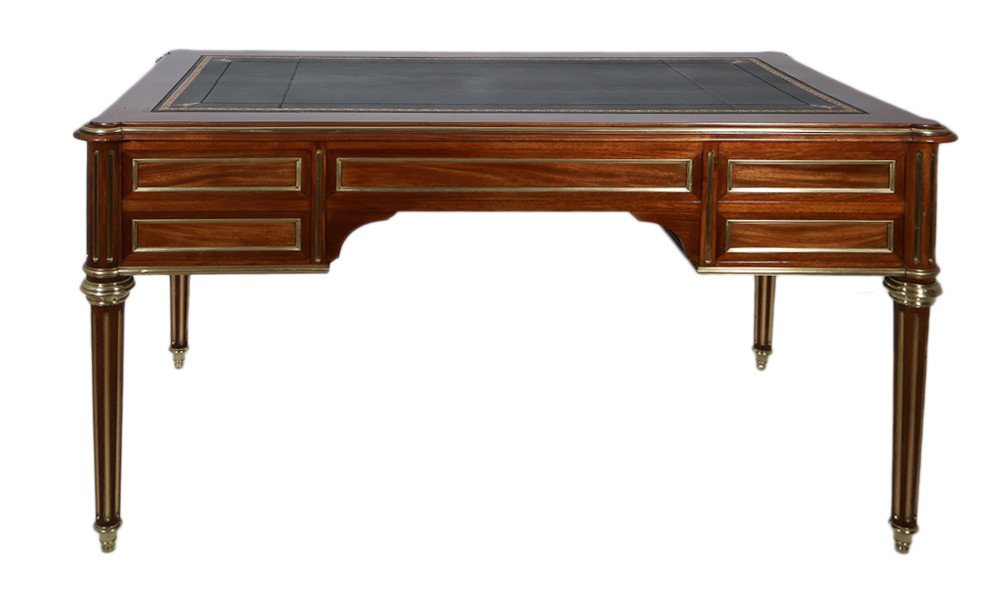 Louis XVI Style Flat Desk With Zippers Late 19th Century-photo-1