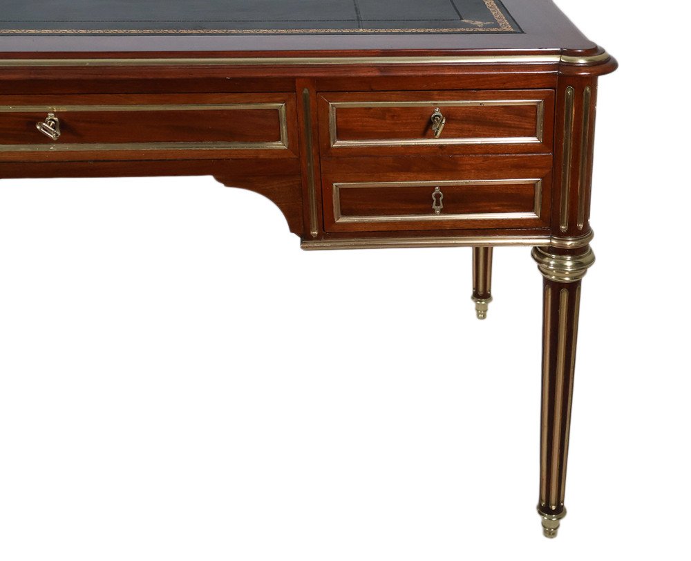 Louis XVI Style Flat Desk With Zippers Late 19th Century-photo-3