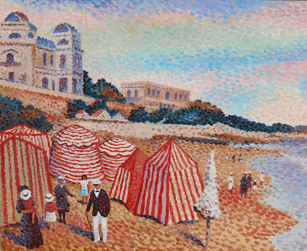  Tableau Pointilliste, Plage De Royan Lucien Neuquelman 1909-1988-photo-1