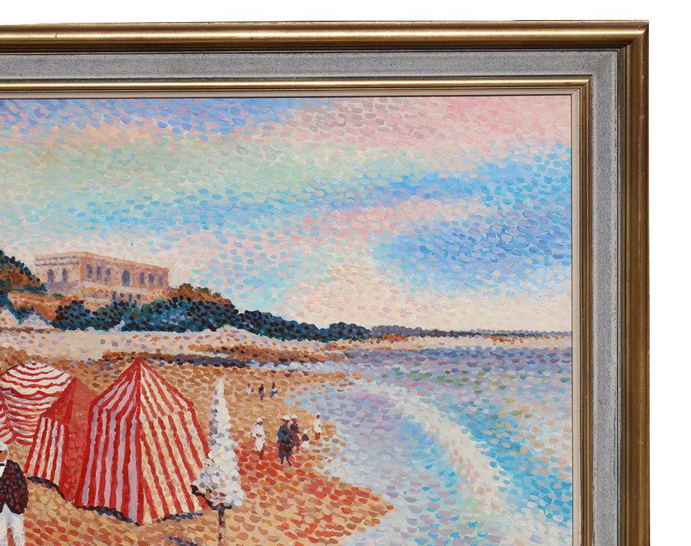  Tableau Pointilliste, Plage De Royan Lucien Neuquelman 1909-1988-photo-2