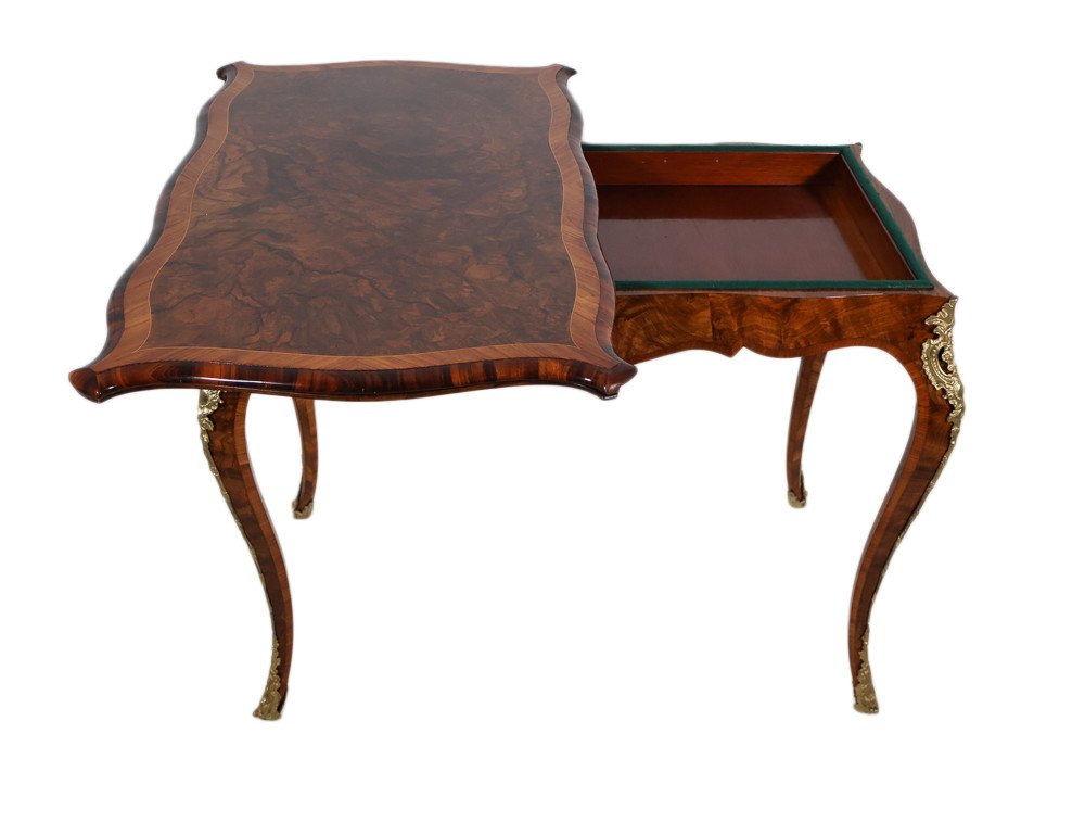 Table à Jeux En Ronce De Noyer Edwards Et Roberts Circa 1890-photo-3