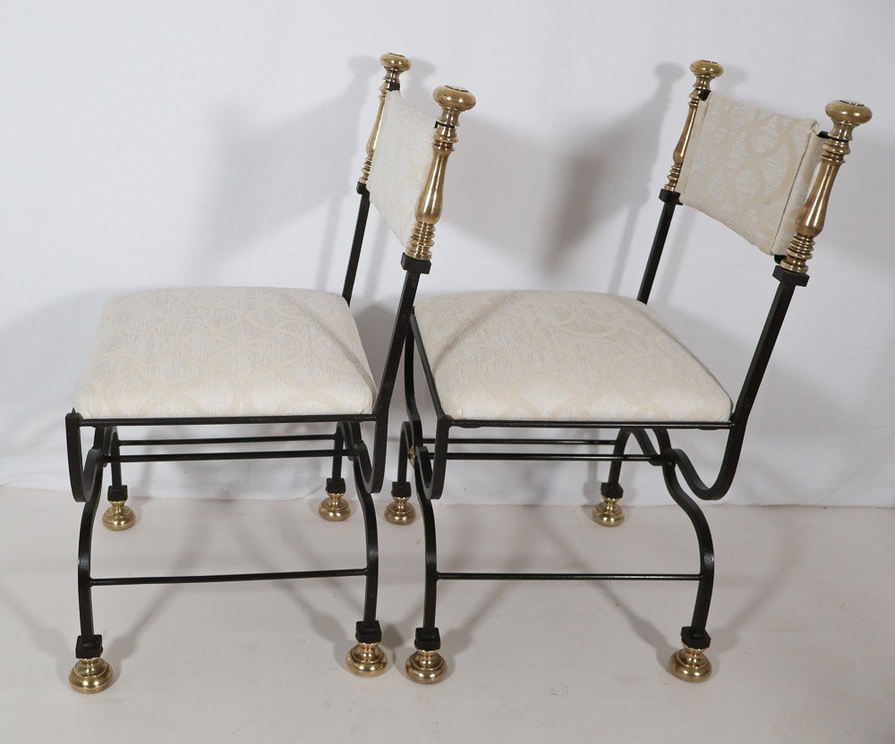 Table And 6 Iron Savonarola Dante Chairs 1960s-photo-4