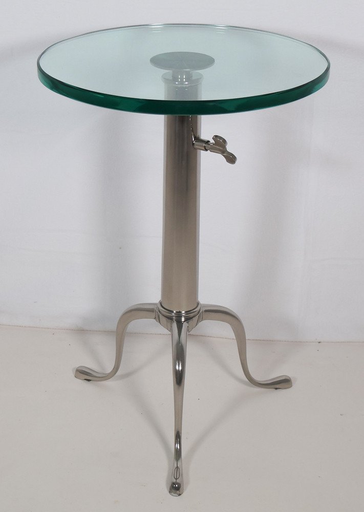 Telescopic Pedestal Table In Chromed Metal 1970s-photo-2