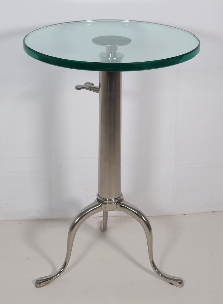 Telescopic Pedestal Table In Chromed Metal 1970s-photo-8