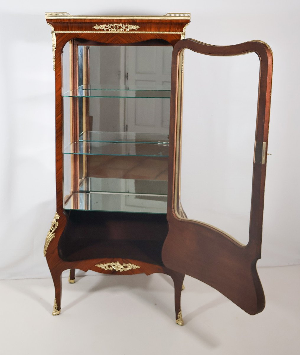 Showcase In Rosewood Marquetry Napoleon III Period-photo-4