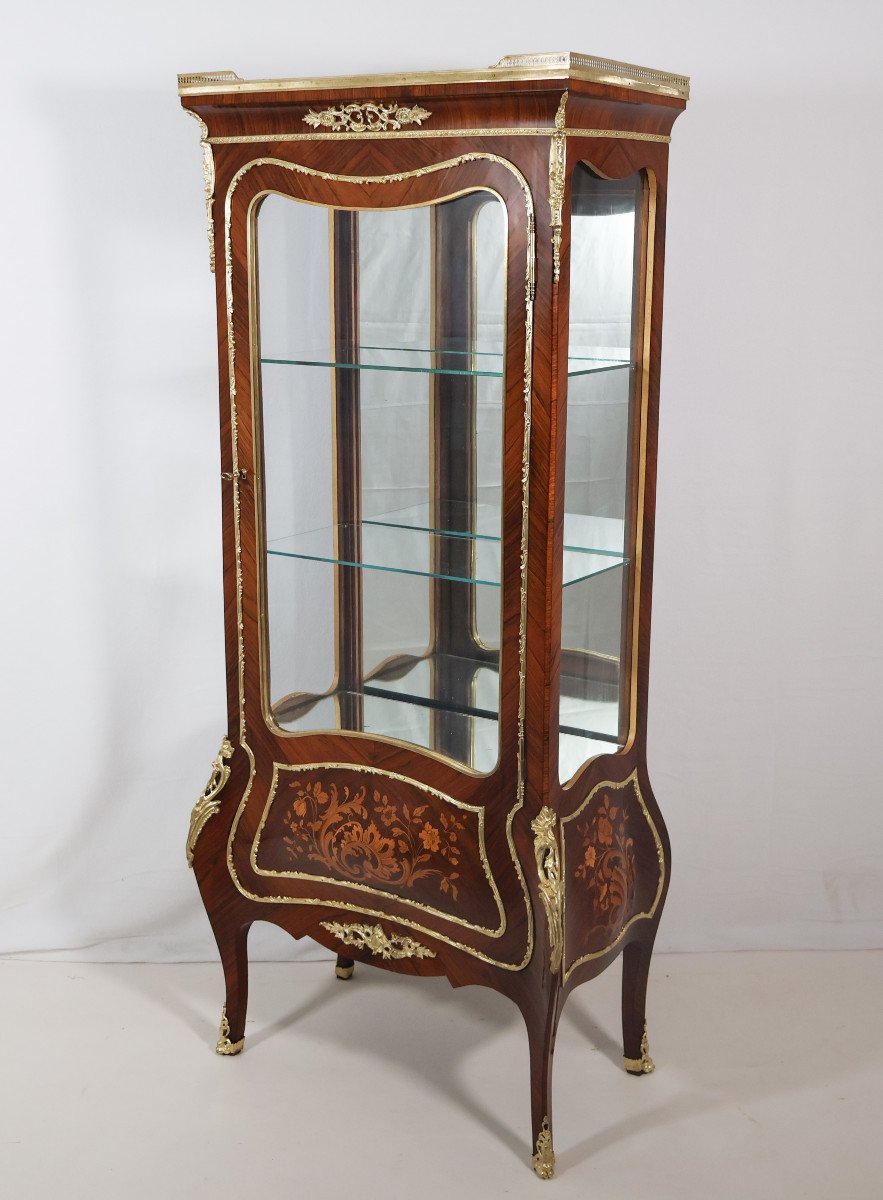 Showcase In Rosewood Marquetry Napoleon III Period-photo-2