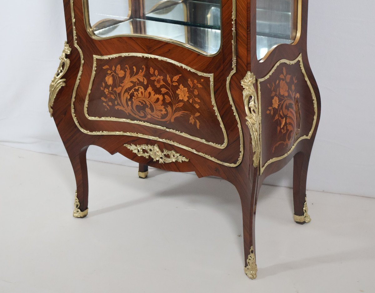 Showcase In Rosewood Marquetry Napoleon III Period-photo-7