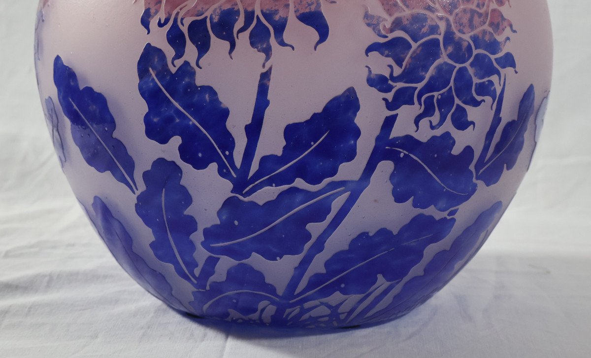 Large Ball Vase Signed Degue Art Deco Period -photo-4