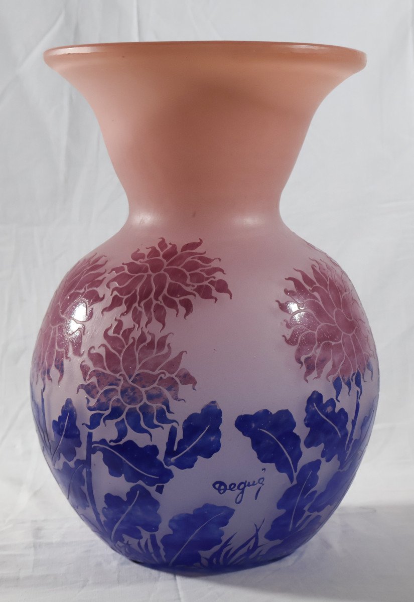 Large Ball Vase Signed Degue Art Deco Period -photo-3