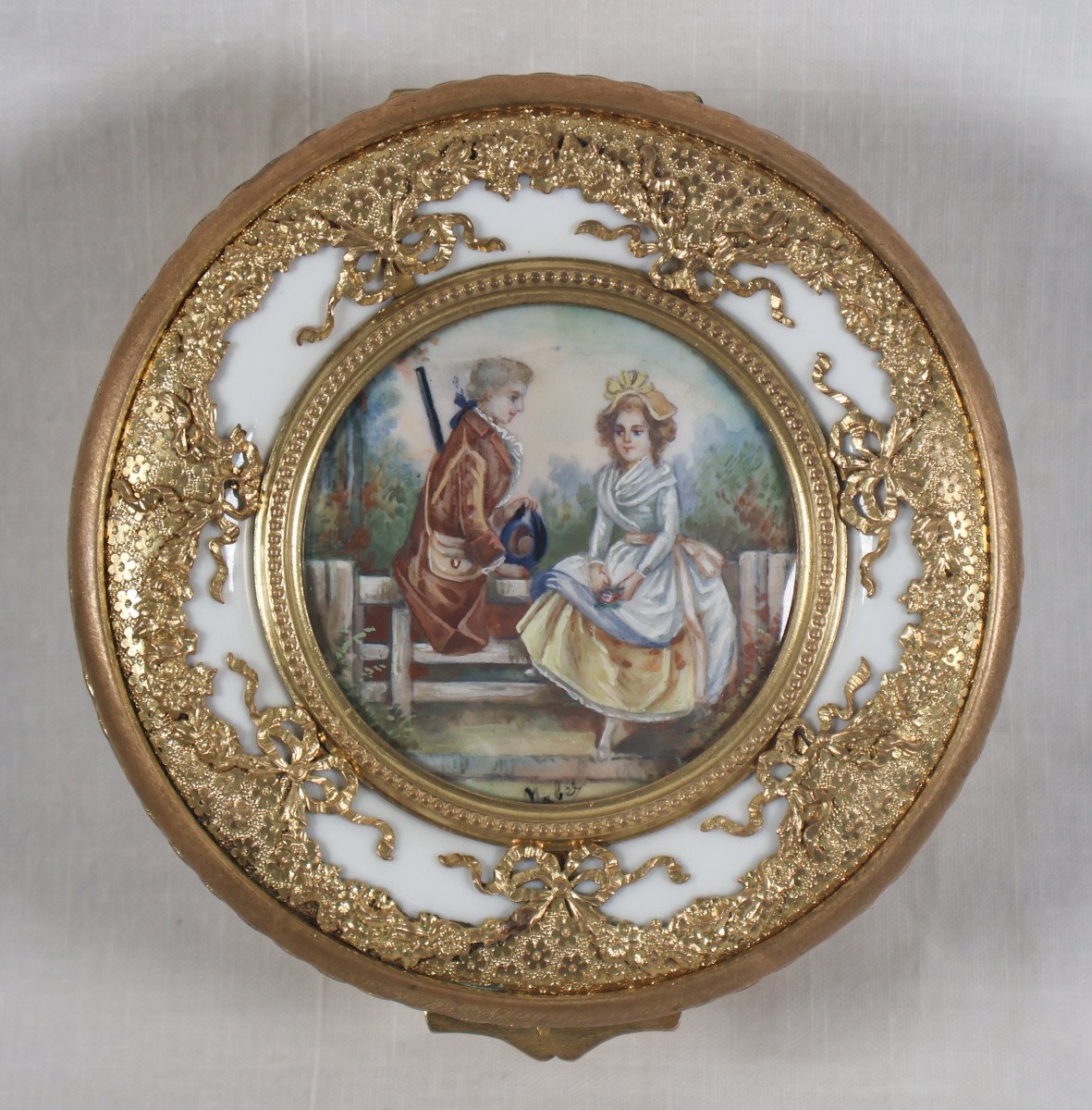  Porcelain And Pomponne Jewelry Box, Late 19th Century-photo-2