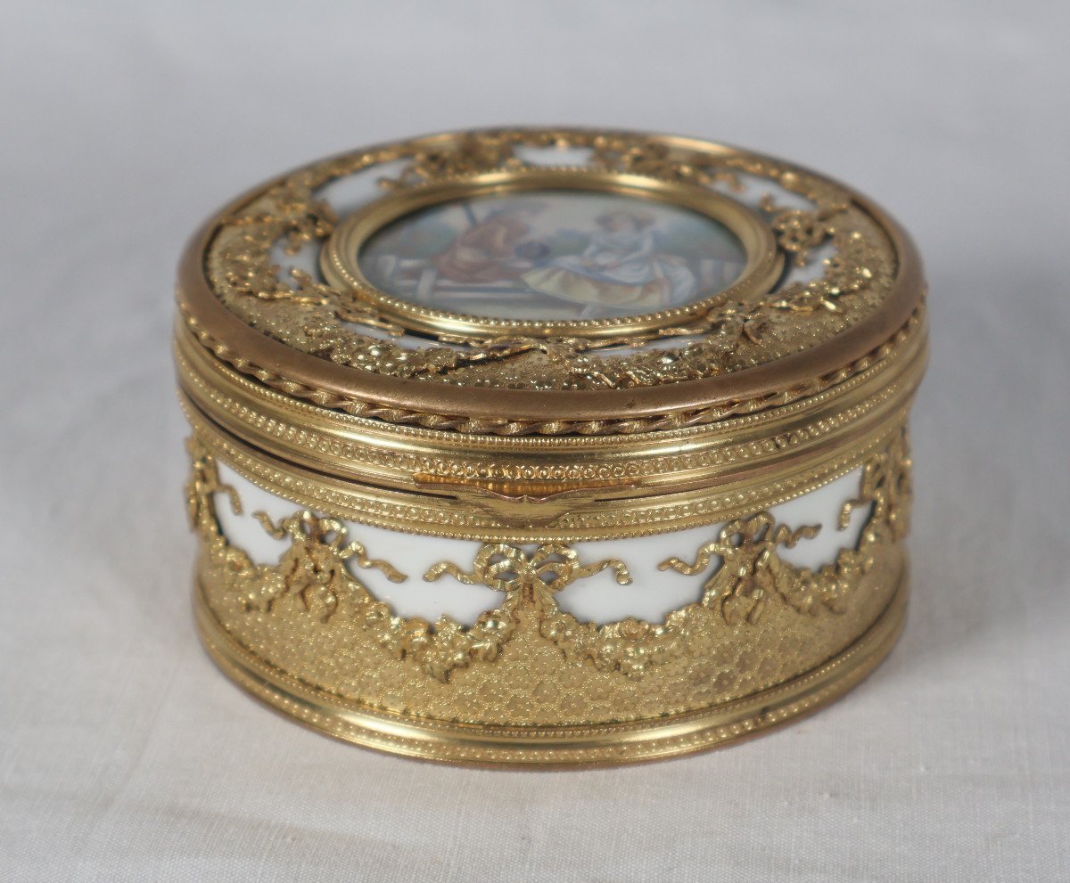  Porcelain And Pomponne Jewelry Box, Late 19th Century-photo-1