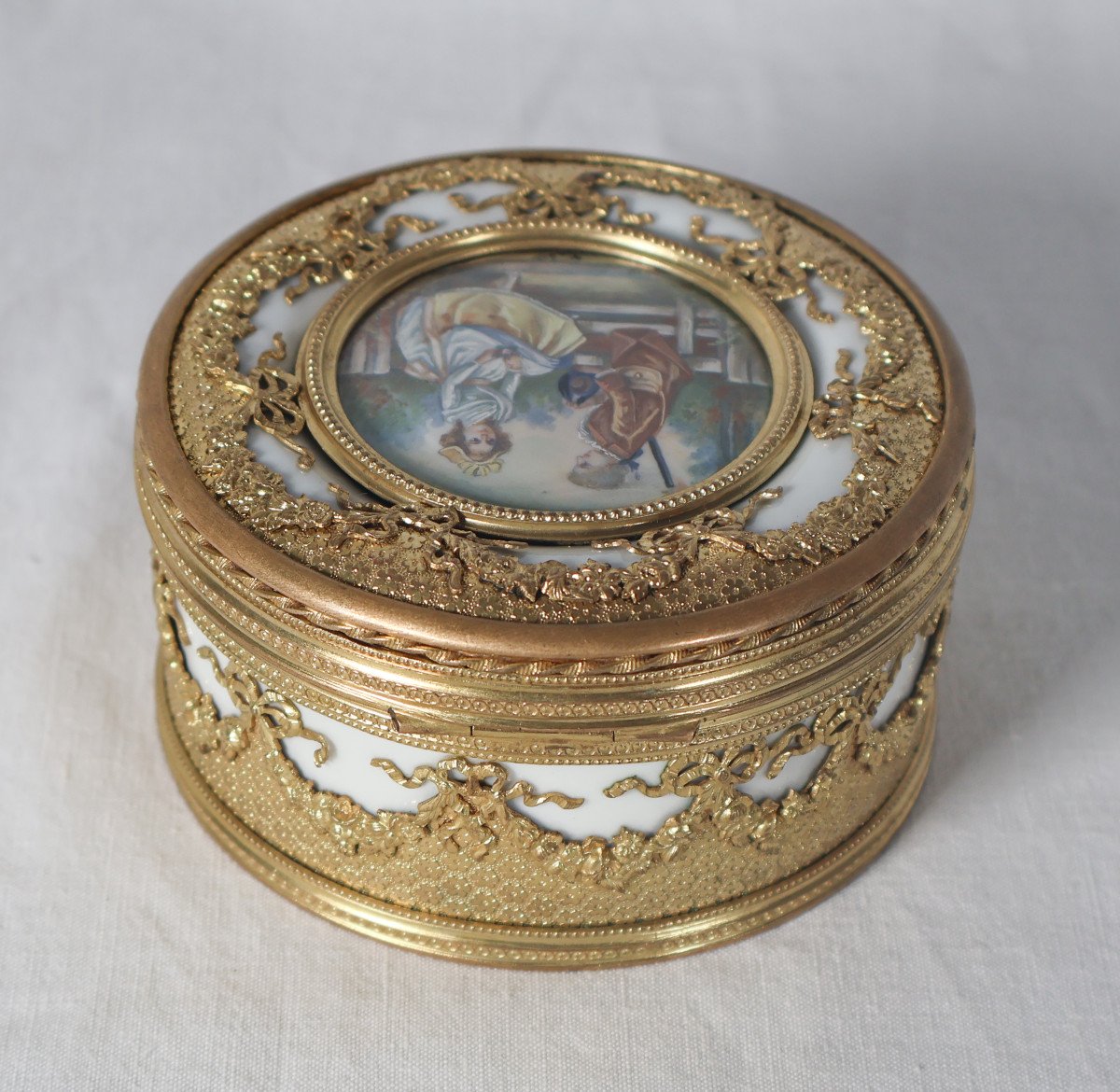  Porcelain And Pomponne Jewelry Box, Late 19th Century-photo-2