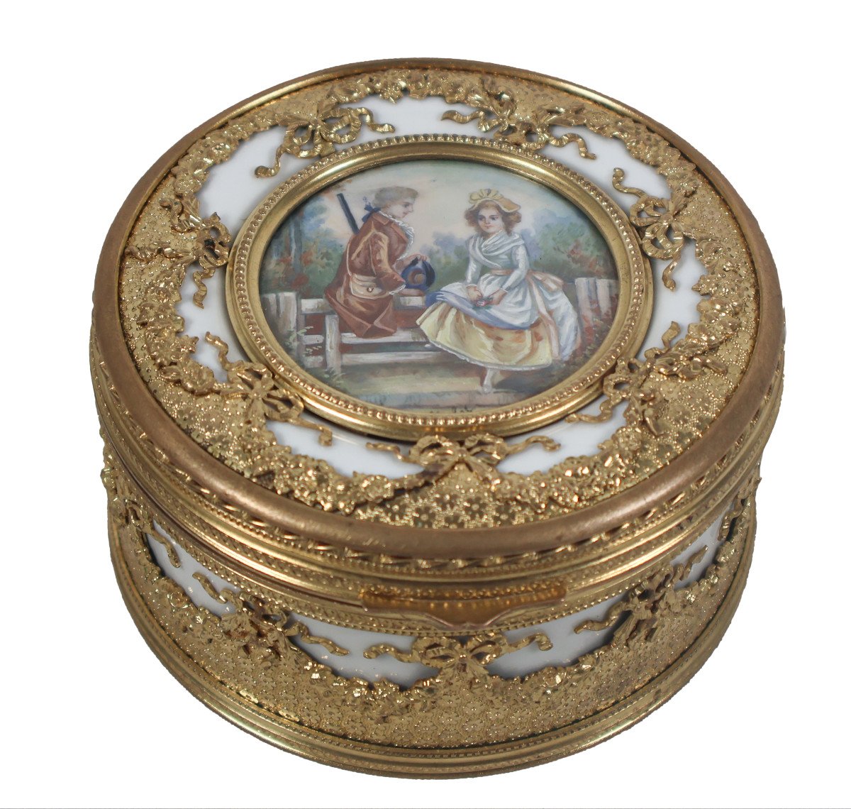  Porcelain And Pomponne Jewelry Box, Late 19th Century