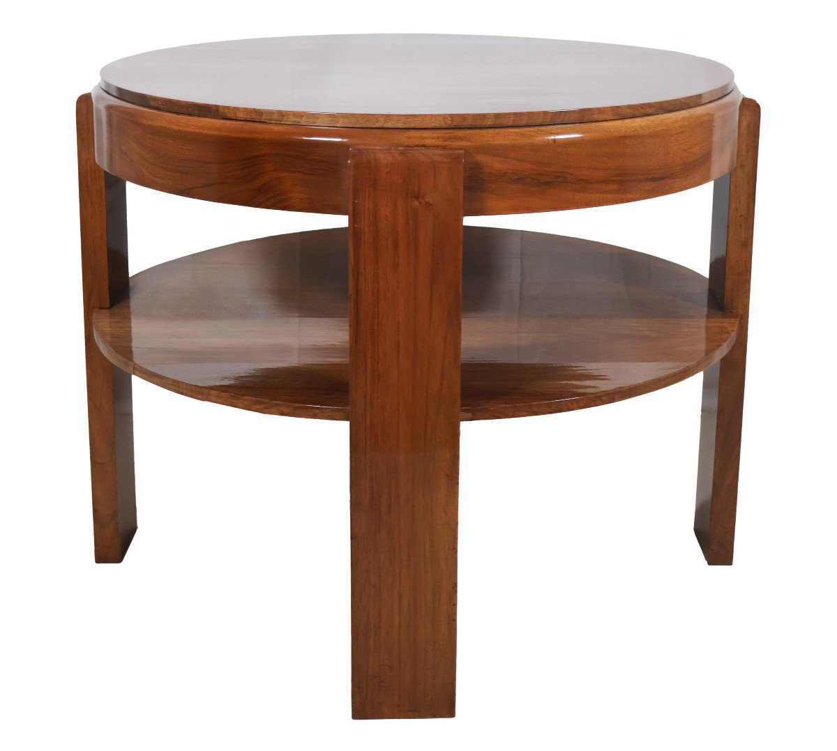  Solid Walnut Pedestal Table, Art Deco Period-photo-2