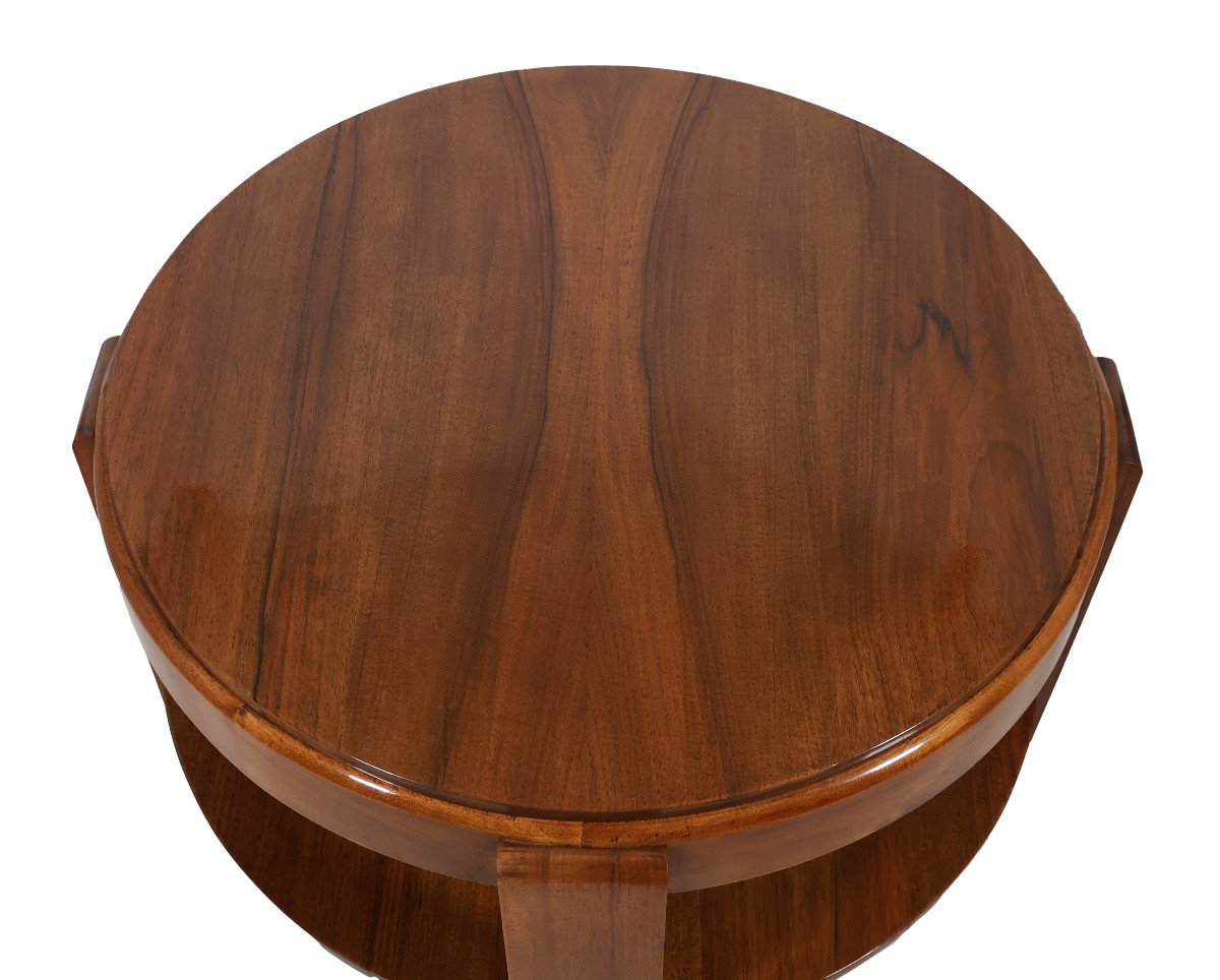  Solid Walnut Pedestal Table, Art Deco Period-photo-4