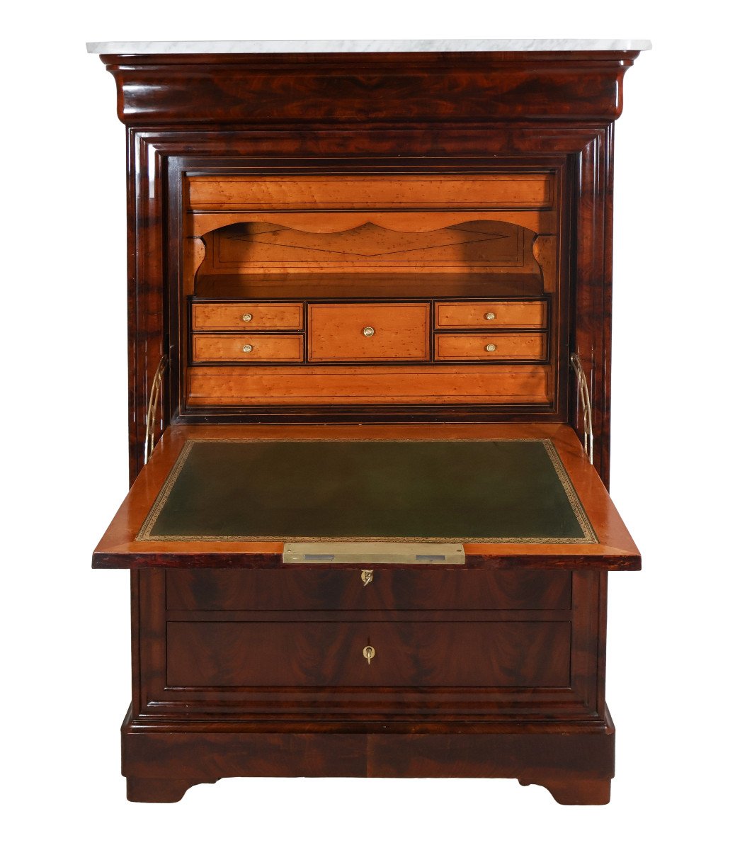  Louis Philippe Period Flamed Mahogany Secretary