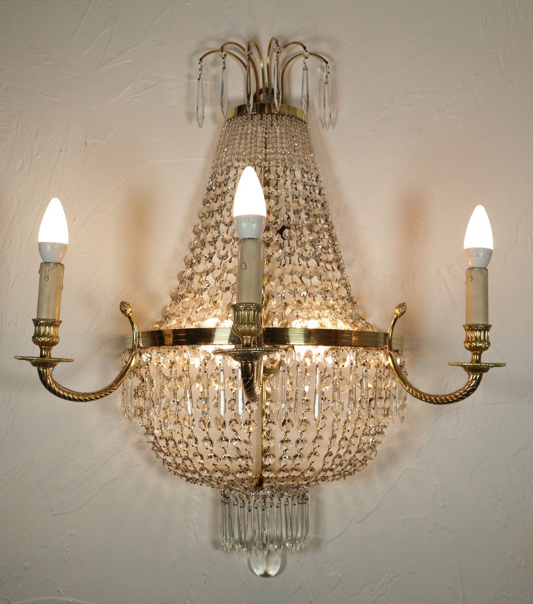 Louis XVI Style Basket Wall Lamp Early 20th Century -photo-1