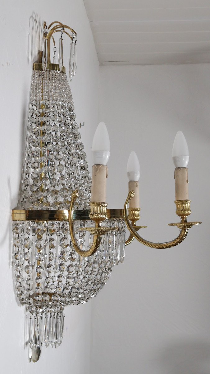 Louis XVI Style Basket Wall Lamp Early 20th Century -photo-2