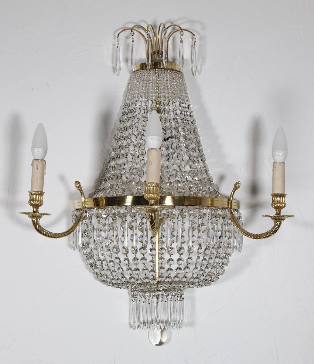 Louis XVI Style Basket Wall Lamp Early 20th Century 