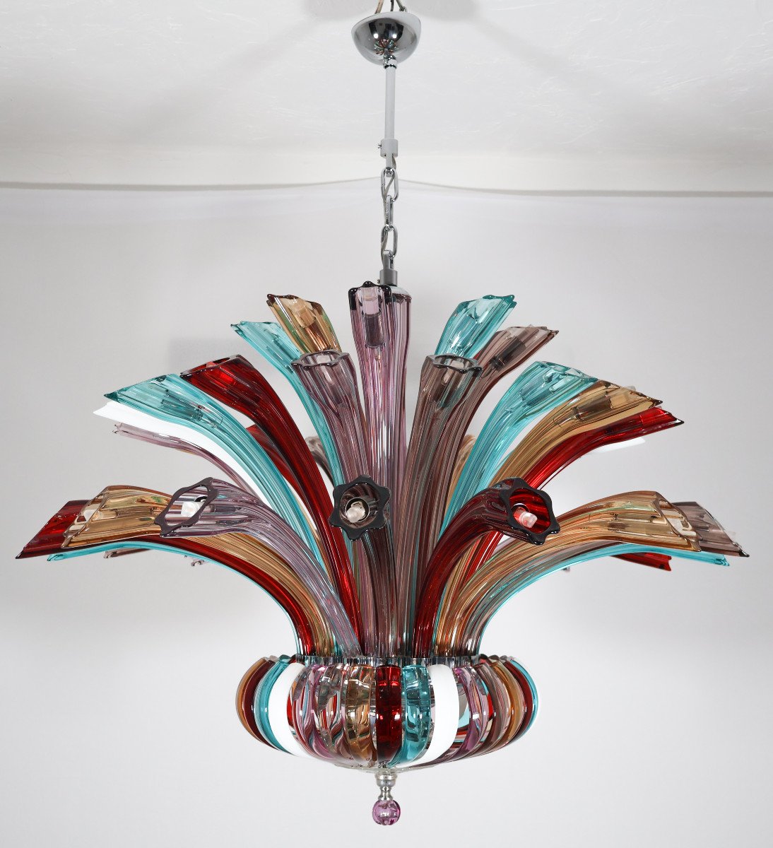  Lustre Design En Cristal De Bohème Coloré Années 2000