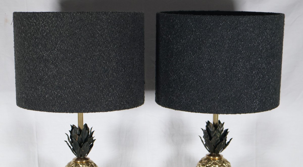 Pair Of Gilt Bronze Pineapple Lamps From The 70s -photo-2